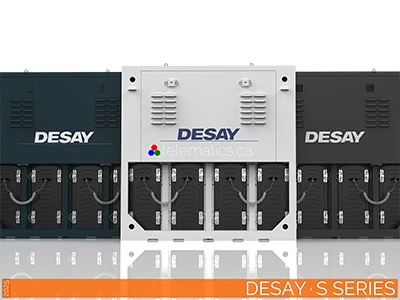 The Art Of LED · Desay · S Series · Telematics Canada · Cabinet Desay S Series outdoor LED cabinet with SMD and DIP configurations, 90° corner options, and IP65/54 weather protection.