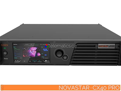 The Art Of Control · NovaStar · Telematics Canada · COEX Control System · Card 5G Desay A Series LED poster for indoor and outdoor use with mobile, wall, and ceiling mounting, perfect for corporate and retail environments.