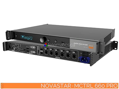 The Art Of Control · NovaStar · Telematics Canada · Independent Controller Desay A Series LED poster for indoor and outdoor use with mobile, wall, and ceiling mounting, perfect for corporate and retail environments.