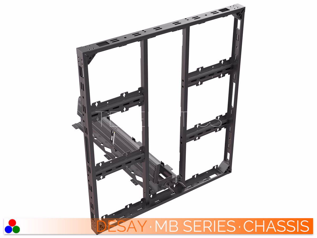 The Art Of LED · Desay MB Series · Telematics Canada Structural skeleton of the Desay MB Series cabinet featuring the integrated power supply spine and precision module mounting points.