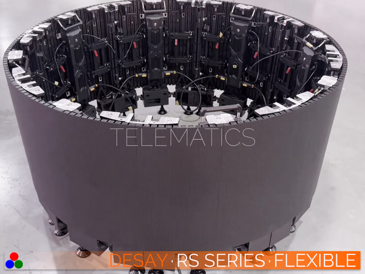 The Art Of LED · Desay RS Series · Telematics Canada Top-down perspective of a circular LED stage ring constructed with Desay RS Series flexible components, highlighting the tight curvature radius capabilities.